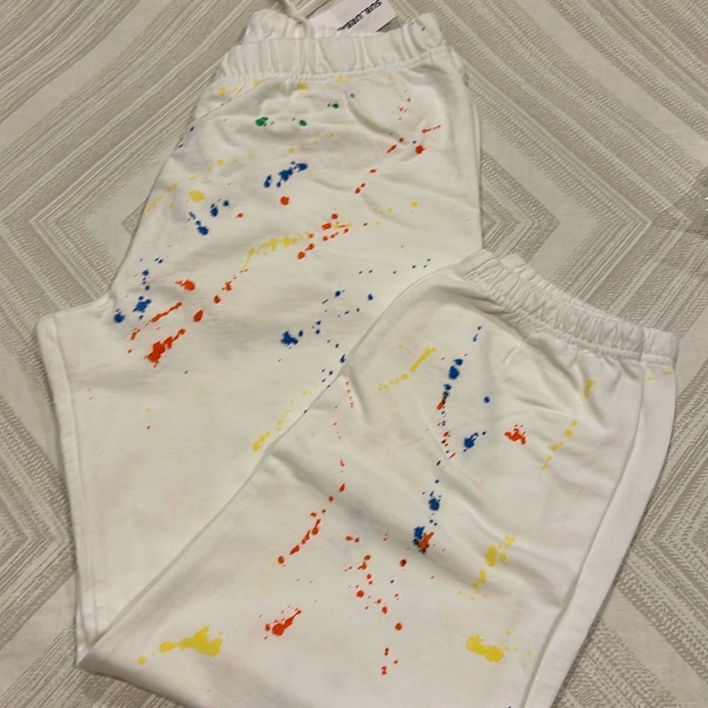 Sub_urban Riot Women’s White Splatter Paint Joggers